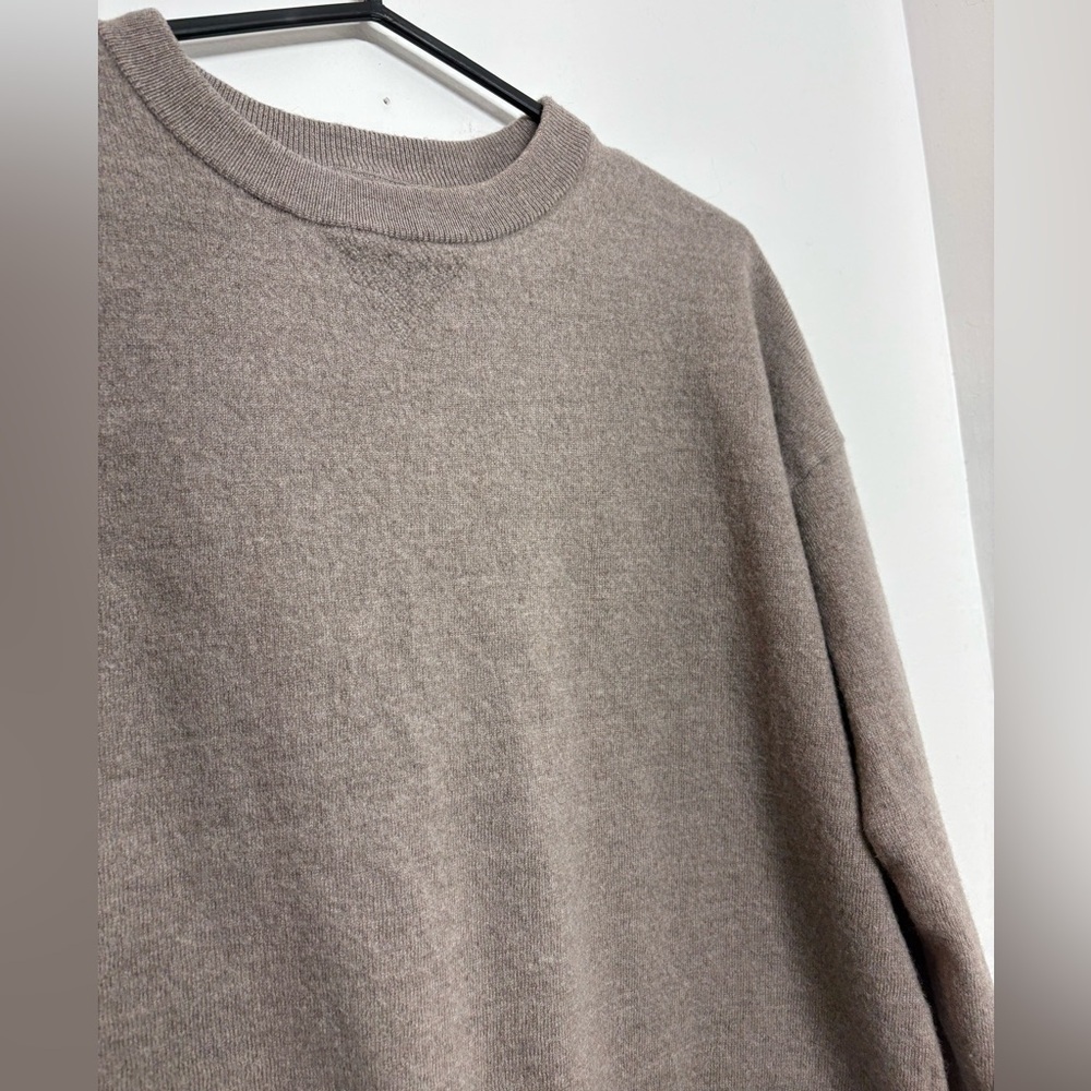 Nicole Miller 100% Extra Fine Merino Wool Sweater Beige Drawstring Hem Soft Knit - Picture 3 of 7